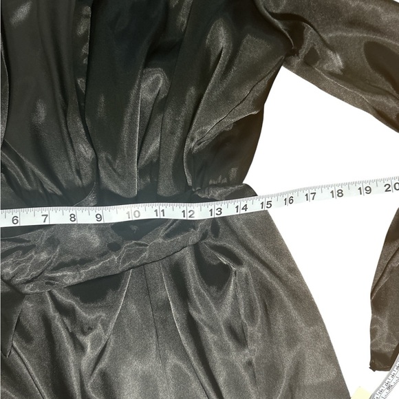 Tash + Sophie Black Satin Wrap Dress Size M NWT $98 Saks Cocktail Evening - Picture 3 of 7
